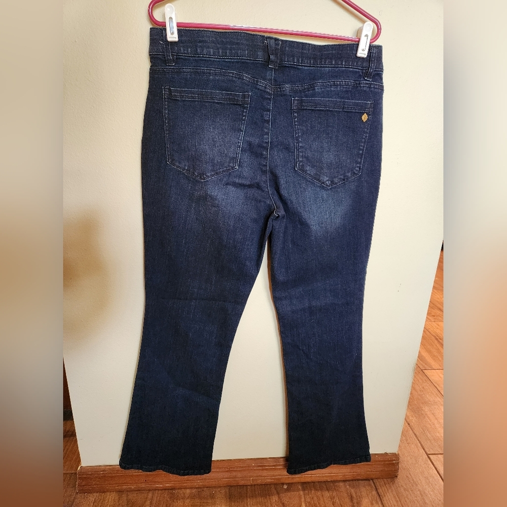 Democracy "Ab Solution" Bootcut Jeans Size 16 Mid Rise Dark Wash Stretch Denim - Picture 3 of 7